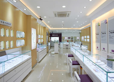Розничный магазин освещенный коммерческий ювелирные изделия стенный дисплей корпус высокий блестящий белый цвет