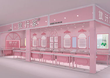 Европейство Розовое покрытие Выставочные шкафы Предварительно смонтированные конструкции